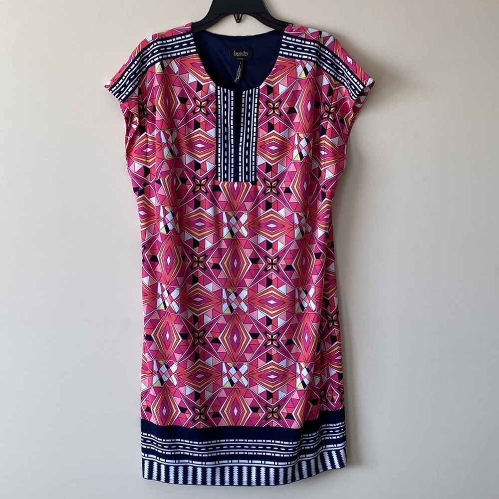 LAUNDRY by SHELLI SEGAL Geometric Sheath Dress - Size Large - EUC